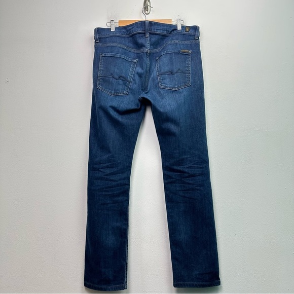 7fam The Straight Lux Performance Dark Wash Jeans Size 36 - Picture 4 of 8